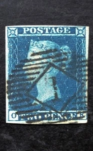 Queen Victoria GB 2d Blue SG.14 Used Ivory Head 4 Margins Good Quality Stamp VF - Picture 1 of 3