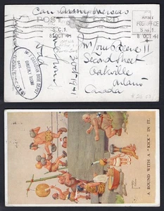 Postal de humor militar de la Segunda Guerra Mundial de Canadá 1941 a Oakville. Lorne Scotts. Boxing Match - Imagen 1 de 3