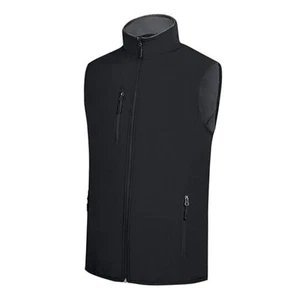 Men's Softshell Vest Fleece-Lined Windproof Sleeveless Jacket for Travel - Picture 1 of 7
