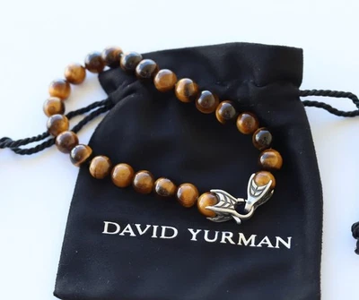 Pulsera David Yurman Hombre 8mm Cuentas Espirituales con Ojo de Tigre 8.5" Foto 1 de 4