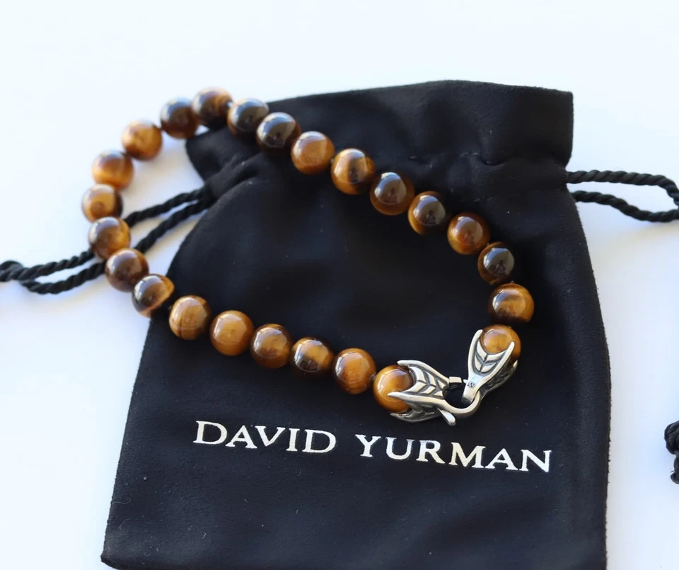 Pulsera David Yurman Hombre 8mm Cuentas Espirituales con Ojo de Tigre 8.5" Foto 1 de 4