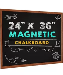 Besso Magnetic Chalkboard Blackboard (24x36)- Large Hanging Framed Wall Chalk... - Picture 1 of 9