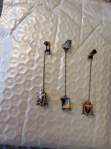 Yellow Gold DeMolay Badge & Guard LAPEL Pin 925 10k 14k Enamel & Pearls Masonic - Picture 1 of 6