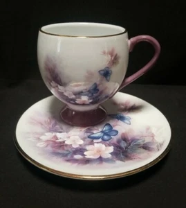 Lena Liu Blossoms & Butterflies Floral Tea Cup & Saucer Teleflora - Picture 1 of 7