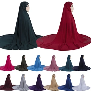 Sciarpa musulmana sopra la testa grande hijab khimar donna preghiera niquab scialle pull on - Foto 1 di 39