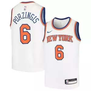 Youth New York Knicks Kristaps Porzingis #6 White Assoc Jersey Swingman L Nike - Picture 1 of 1