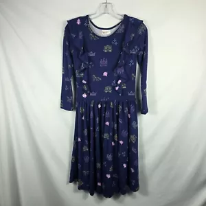 Girl's Dot Dot Smile Dress Size 12/14 Blue with Unicorn, Castle Crowns Etc. NEW - Picture 1 of 13