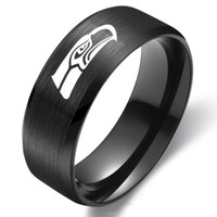 Seattle Seahawks Football Team Stainless Steel Ring Band Collection Size 6-13