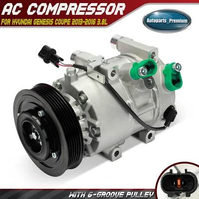 A/C Compressor with 6-Groove Pulley for Hyundai Genesis Coupe 2013-2016 V6 3.8L - Image 1 of 4