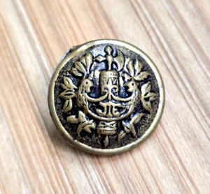 Vintage Military Uniform Crest Shield 7/8" Brass Gold Button - Picture 1 of 7