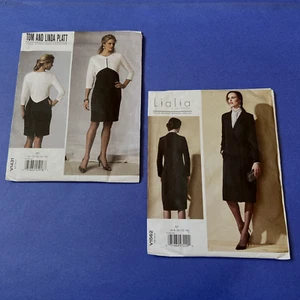 VOGUE Designers PATTERNS Lot 2 LiaLia V1562 COAT Pratt DRESS V1431 sz 6-16 uncut - Picture 1 of 12