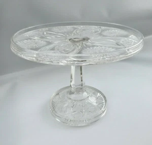 Pretty Pattern Glass Cake Stand, Pie Plate, Art Deco, EUC - Foto 1 di 10
