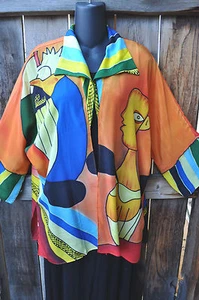 DILEMMA HAND PAINTED FAMOUS ARTIST INSPIRED SILK ART TO WEAR TIE JACKET,OS! - Picture 1 of 6