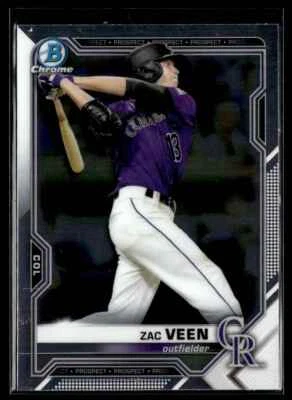 2021 Bowman Chrome Prospects Atomic Refractor Zac Veen Colorado Rockies #BCP-3 - Image 1 of 2
