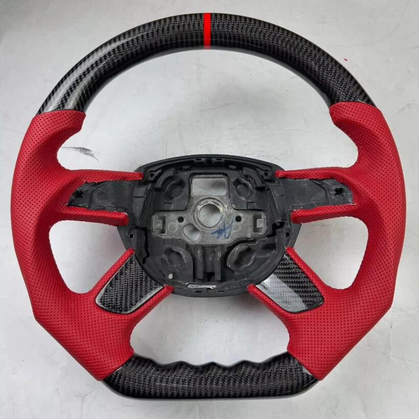 For Audi A6 A7 A8 S8 11-17 Steering Wheel Frame Heated+RED Leather+Carbon Fiber - Изображение 1 из 4