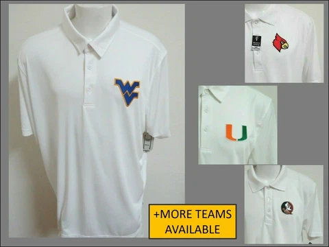 New Sz S-XL White Ncaa Mens Polyester #36P Golf Polo Shirt Cover