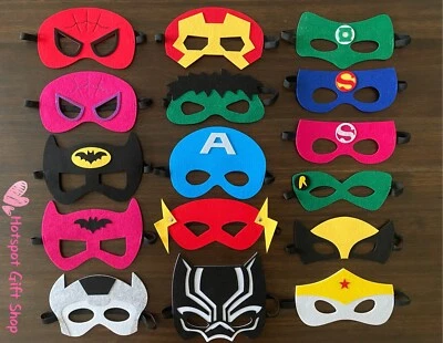 HANDMADE 16/18PCS Party Pack Kids Superhero Masks,Superhero Birthday Party Favors,Costume