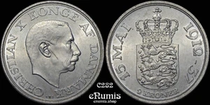 DÄNEMARK, Christian X, 2 Kronen 1937, 25 Jahre Herrschaft, Stempelglanz - Bild 1 von 4