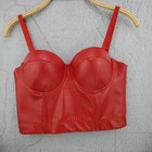 Lady Sexy Pu Leather Spaghetti Straps Tank Bustier Bra Bralette Corset Crop Tops