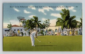 Vintage Postkarte Hollywood Country Club Golfplatz am Meer Florida Golfer - Bild 1 von 2