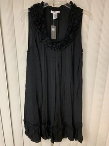 NWT Kind Like Love Juniors Dress,Black,Size L, Ruffle Neckline And Hem - Picture 1 of 9
