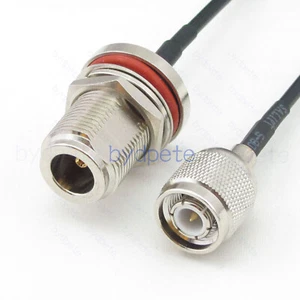 TNC Male Plug to N Female Bulkhead O-ring waterproof RG174 Pigtail Coaxial Cable - Picture 1 of 5