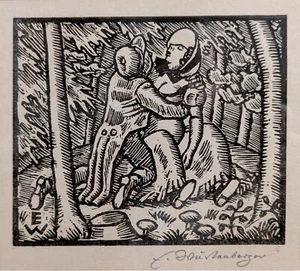 Ernst WÜRTENBERGER 1868-1934 Holzschnitt SIGNIERT 1918 Liebespaar G. Keller - Bild 1 von 9