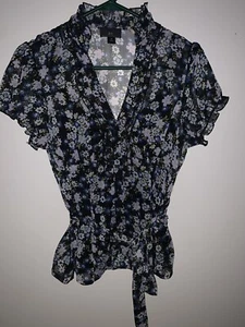 IZ Byer California Womens Size XL Floral Sheer Blouse Attached Black Tank - Picture 1 of 9