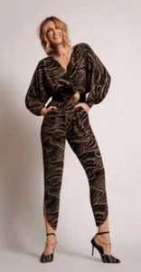 Camilla Black and Gold Jersey Twist Front Jumpsuit, Size AU XS - Picture 1 of 11