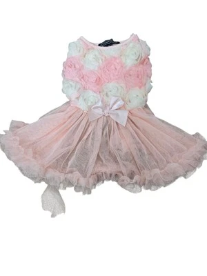 Pawpatu Pet Dress Size Medium Pink Ribbon Roses Mesh Tutu Easter Wedding  - Image 1 of 4