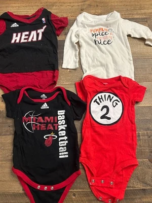 Baby Boys Girls 6M Lot Bodysuits Miami Heat Adidas Dr Seuss Carter’s Fall Bundle - Image 1 of 4