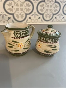 Temptations By Tara Old World Green Sugar & Creamer Set - Picture 1 of 6