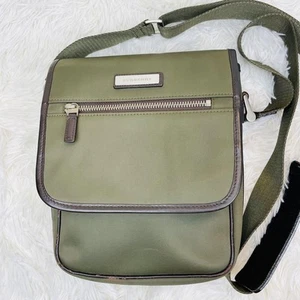 Burberry Nova Check Shoulder Bag Leather/Nylon Khaki From Japan 71235K Authentic - Picture 1 of 24