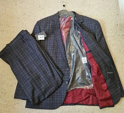 BNWT Brook Taverner LYD Blue POW Check 3 Piece Suit 52R Jacket. 44W 29L Trousers - Image 1 of 4