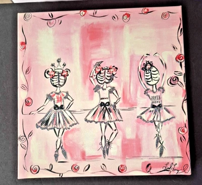 3 Ballerina Trio Colleen Karis Designs Liesl Long Dancer Framed Canvas Print 12" - Image 1 of 4