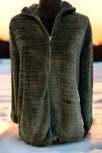 Jason Maxwell Misses Large Jacket Black Fleece Ribbed Full-Zip - Picture 1 of 4