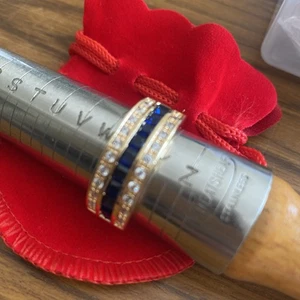 Elvis Presley Gold Tone S 925 Plated Blue Stone Ring~ Size US 11.75 UK X - Imagen 1 de 5