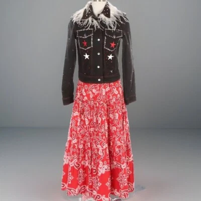 Sergio Valente Jacket And Paisley Maxi Skirt Vintage Western Size L Rhinestones - Image 1 of 4