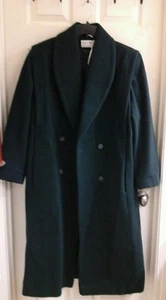 Maggie Lawrence, trench coat hunter green, wool blend women's size 10, NWT $149 - Picture 1 of 4