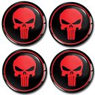 4 x 70mm Silicone Stickers For Wheel Center Centre Hub Caps Badge Skull Red
