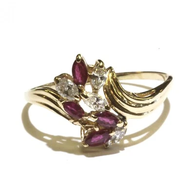 14k yellow gold .40ct diamond ruby gemstone ring 3.2g ladies 10.5 - Image 1 of 4
