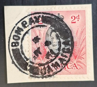 Jamaica 1961 sello 2D en pieza CD Bombay Foto 1 de 2