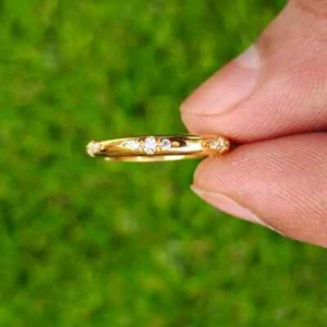 0.27 CT Round Lab Grown Diamond Eternity Wedding Band Ring Solid 14k Yellow Gold - Picture 1 of 5
