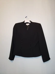 Preston & York Womens Petite 8P Blazer Jacket Double Breasted Cropped Black - Picture 1 of 6