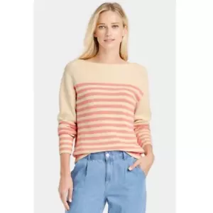 NWT Who What Wear Pullover Sweater - Sz 3X - Coral Almond Stripe - Picture 1 of 3