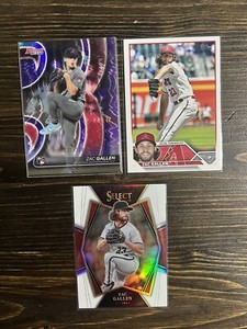 Three (3) Zac Gallen Cards w/ 2020 Bowman's Best #35 Purple Refractor /250 RC