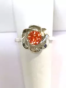 Padparadscha Lab Sapphire Size 8 Ring 925 Sterling Silver USA Made Swirl - Picture 1 of 3