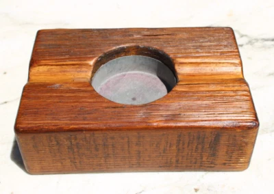 ETU HOME reclaimed Wood Candle Cigar Holder Rustic Timber Hungary 5.5" X 8" - Image 1 of 4