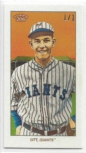 2023 Topps 206 Mel Ott Low Series 1/1 Ty Cobb Back Mini New York Giants 1 of 1