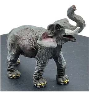 Collectible Elephant Figurine Miniature Resin Gray with Tusks Trunk Up 3X3” - Picture 1 of 7